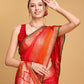 Vedant Vastram Soft Litchi Silk Banarasi Silk Saree - Red | Swadesiicart