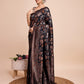 Vedant Vastram Soft Litchi Silk Banarasi Silk Saree - Black | Swadesiicart