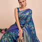 Vedant Vastram Soft Litchi Silk Banarasi Silk Saree - Firozi | Swadesiicart