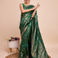Vedant Vastram Soft Litchi Silk Banarasi Silk Saree - Green | Swadesiicart