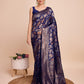 Vedant Vastram Soft Litchi Silk Banarasi Silk Saree - Navy | Swadesiicart