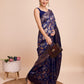 Vedant Vastram Soft Litchi Silk Banarasi Silk Saree - Navy | Swadesiicart