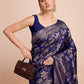 Vedant Vastram Soft Litchi Silk Banarasi Silk Saree - Navy | Swadesiicart
