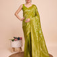 Vedant Vastram Soft Litchi Silk Banarasi Silk Saree - Olive | Swadesiicart