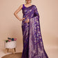 Vedant Vastram Soft Litchi Silk Banarasi Silk Saree - Violet | Swadesiicart