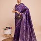 Vedant Vastram Soft Litchi Silk Banarasi Silk Saree - Violet | Swadesiicart