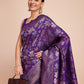 Vedant Vastram Soft Litchi Silk Banarasi Silk Saree - Violet | Swadesiicart