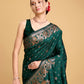 Vedant Vastram Soft Litchi Silk Banarasi Silk Saree - Green | Swadesiicart