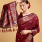 Vedant Vastram Soft Litchi Silk Banarasi Silk Saree - Maroon | Swadesiicart