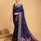 Vedant Vastram Soft Litchi Silk Banarasi Silk Saree - Navy | Swadesiicart