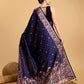 Vedant Vastram Soft Litchi Silk Banarasi Silk Saree - Navy | Swadesiicart