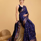 Vedant Vastram Soft Litchi Silk Banarasi Silk Saree - Navy | Swadesiicart