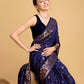 Vedant Vastram Soft Litchi Silk Banarasi Silk Saree - Navy | Swadesiicart