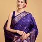 Vedant Vastram Soft Litchi Silk Banarasi Silk Saree - Violet | Swadesiicart