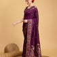Vedant Vastram Soft Litchi Silk Banarasi Silk Saree - Wine | Swadesiicart
