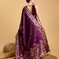 Vedant Vastram Soft Litchi Silk Banarasi Silk Saree - Wine | Swadesiicart