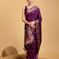 Vedant Vastram Soft Litchi Silk Banarasi Silk Saree - Wine | Swadesiicart