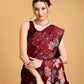 Vedant Vastram Soft Litchi Silk Banarasi Silk Saree - Maroon | Swadesiicart