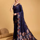 Vedant Vastram Soft Litchi Silk Banarasi Silk Saree - Navy | Swadesiicart
