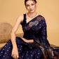 Vedant Vastram Soft Litchi Silk Banarasi Silk Saree - Navy | Swadesiicart
