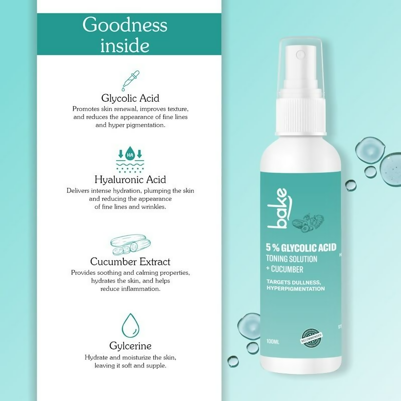 Bake 5% Glycolic Acid Toning Solution | Swadesiicart
