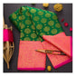 DEIANA'S Beautiful Designer Golden zari Soft Lichi Silk Saree - Green - Swadesiicart