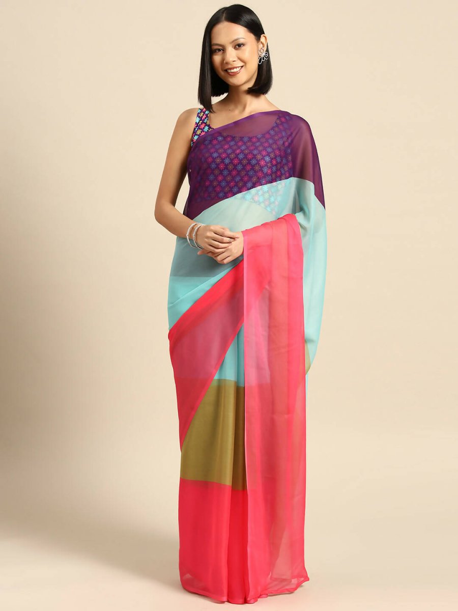 Ahalyaa Women's Traditional wear Saree - Blue | Swadesiicart