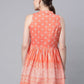 Ahalyaa Women Orange Pure Cotton Porcian Print Tunic | Swadesiicart