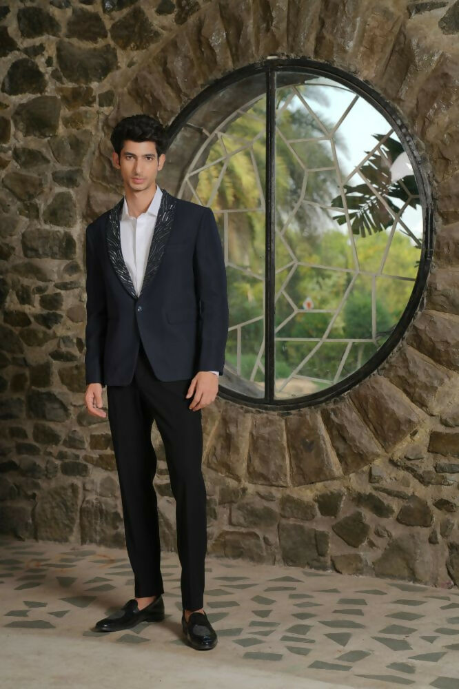Navy Blue Tailored Co-Ord Set by Hilo Design - Swadesiicart
