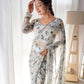 Teeya Creation Grey Color Tabby Silk Fabric ready To Wear Saree | Swadesiicart
