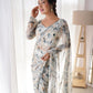 Teeya Creation Grey Color Tabby Silk Fabric ready To Wear Saree | Swadesiicart