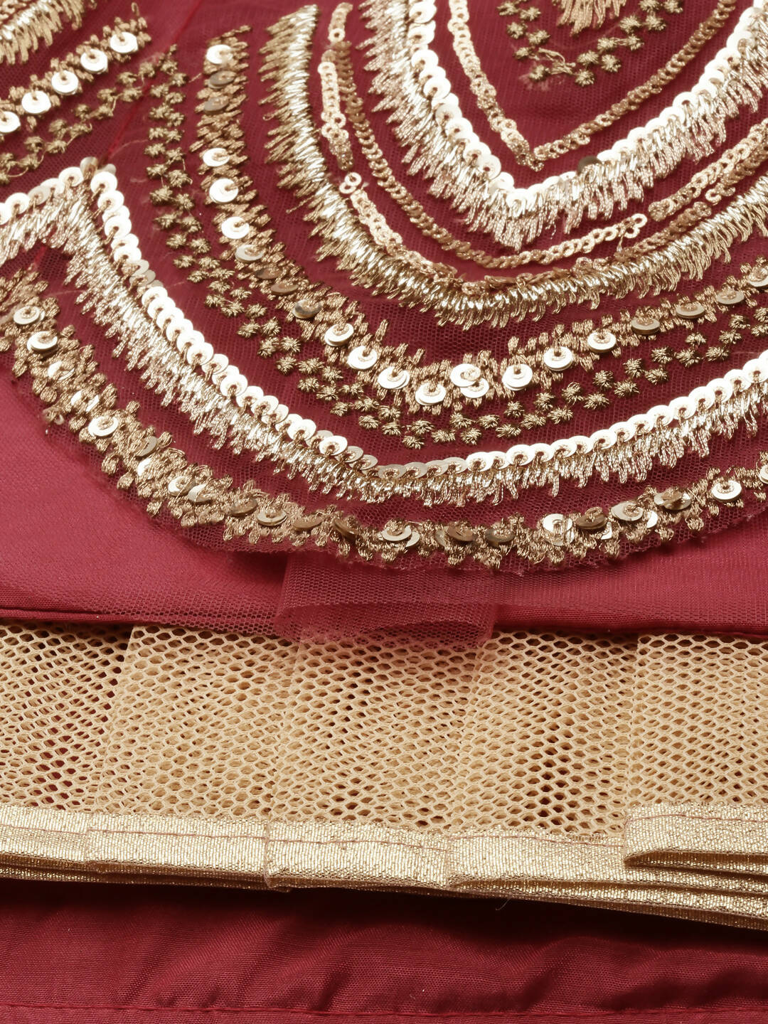 House of Panchhi Women Rosegold Net Embroidered Mirror Lehenga & Blouse with Dupatta | Swadesiicart