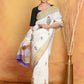Very Much Indian Handblock Printed Cotton Saree With Natural Dyes - White | Swadesiicart