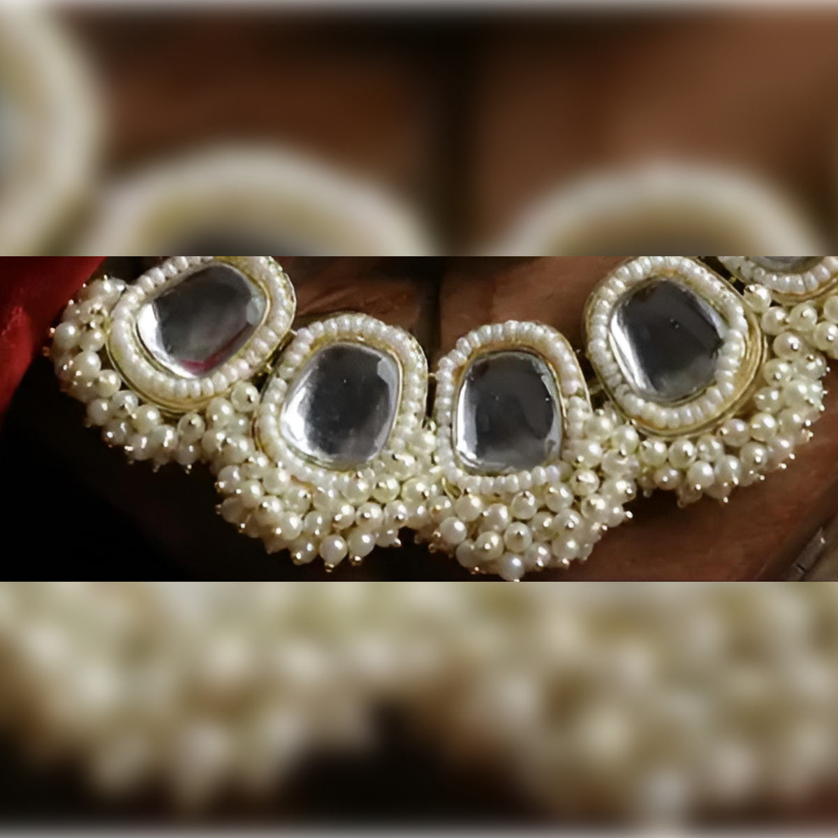 Jewel City Regal Pearl and Crystal Necklace - Handcrafted Ethnic Bridal Jewelry | Swadesiicart
