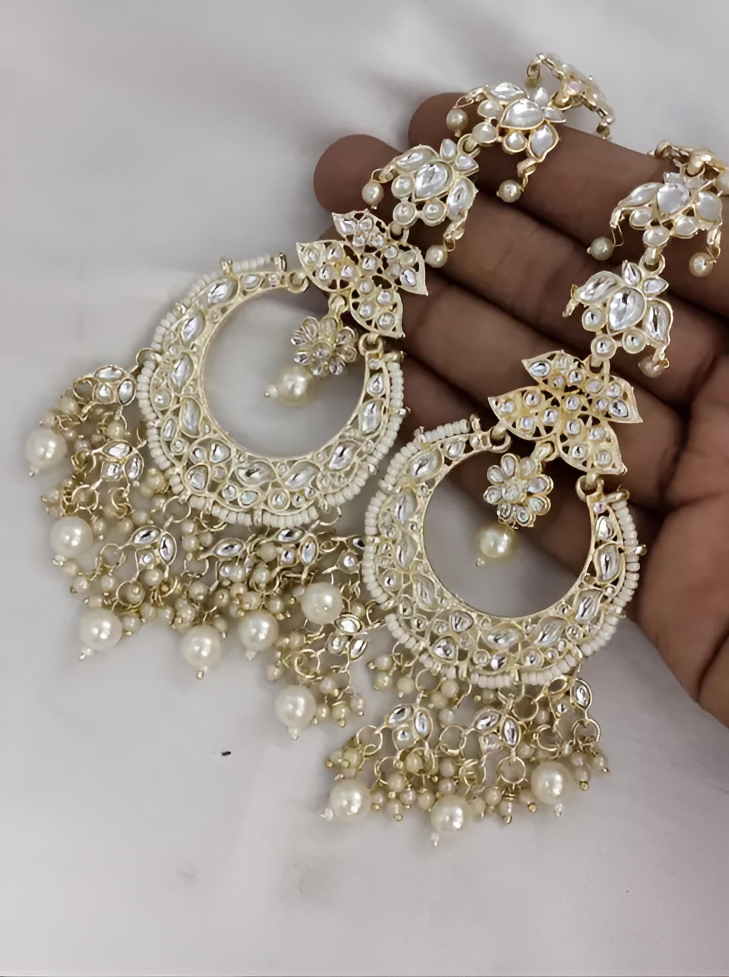 Jewel City Opulent Floral Pearl Chandelier Earrings - Exquisite Bridal Jewelry | Swadesiicart