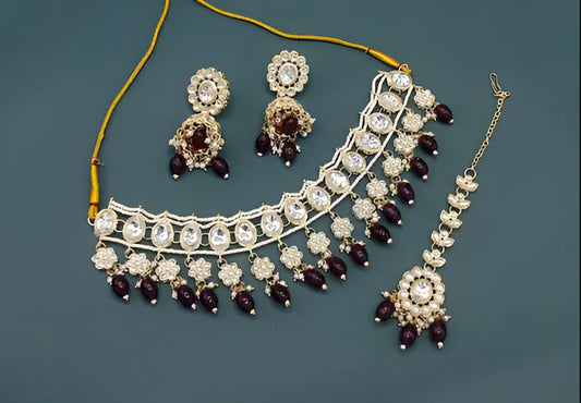Jewel City Regal Diamond and Emerald Necklace Set - Exquisite Bridal and Formal Jewelry | Swadesiicart