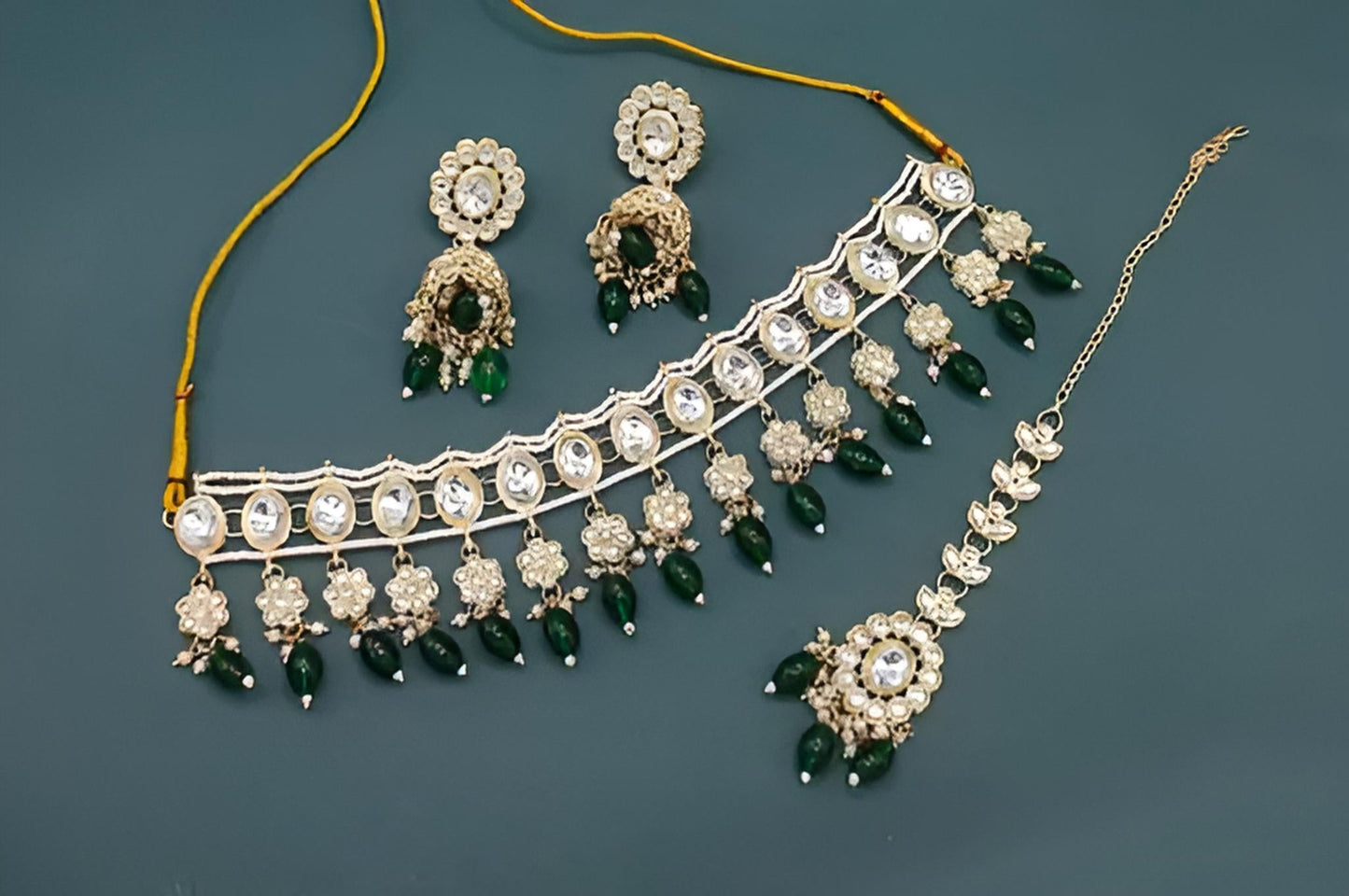 Jewel City Regal Diamond and Emerald Necklace Set - Exquisite Bridal and Formal Jewelry | Swadesiicart