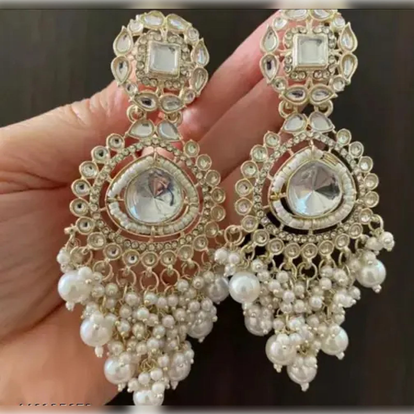 Jewel City Opulent Crystal and Pearl Chandelier Earrings - Stunning Formal Jewelry | Swadesiicart