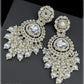 Jewel City Opulent Crystal and Pearl Chandelier Earrings - Stunning Formal Jewelry | Swadesiicart