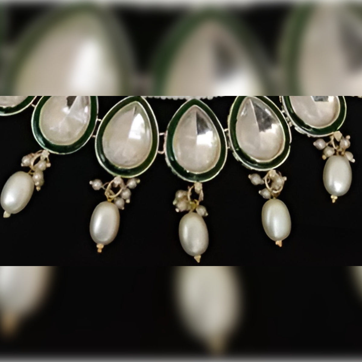 Jewel City Elegant Pearl & Emerald Royal Necklace Set | Swadesiicart