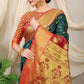 Jyoti Fashion Women's Bottle Green Banarasi Silk Zari Woven Saree with Blouse | Swadesiicart