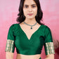 Vedant Vastram Banarasi Silk Fashion Saree - Green | Swadesiicart
