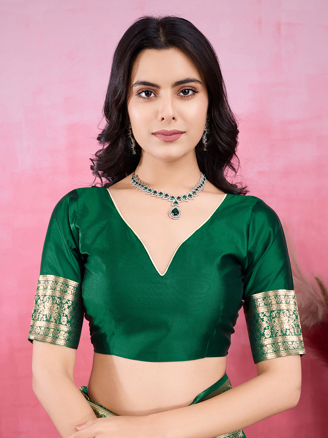 Vedant Vastram Banarasi Silk Fashion Saree - Green | Swadesiicart