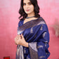Vedant Vastram Banarasi Silk Fashion Saree - Navy | Swadesiicart