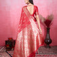 Vedant Vastram Banarasi Silk Fashion Saree - Red | Swadesiicart