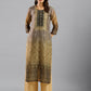 Brown Chinon Digital Printed With Hand Work Kurta - Himanshi - Swadesiicart