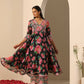 Pomcha Jaipur Black Gul Gulab Anarkali Set | Swadesiicart