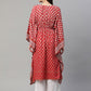 Ahalyaa Women Maroon Crepe Digital Printed Flared Sleeve Kaftan Kurta | Swadesiicart