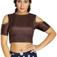 Aastha Fashion Women's Coffee Art Silk Cold Shoulder Sleeve Readymade Blouse