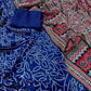 Blue Silk Blend Ajrak Saree with Unstitched Blouse - Hiral Fashion | Swadesiicart